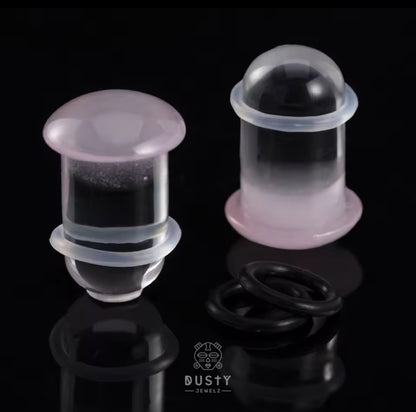 Pink Glass Ear Plugs | Single Flare | Half Sizes