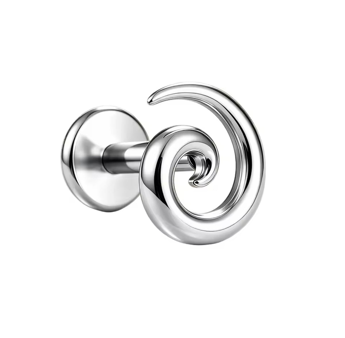 Titanium Spiral Labret Stud | Threadless or Internally Threaded | Gold or Silver