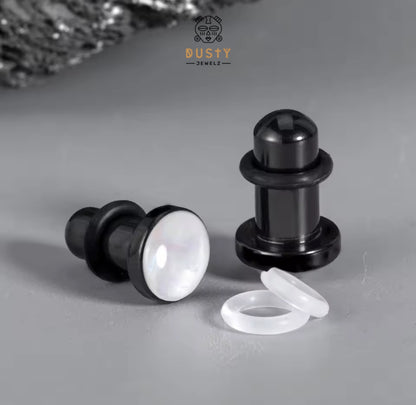 Shell Inlay Single Flare Steel Plugs | Dead Stretching Plug | Half Sizes