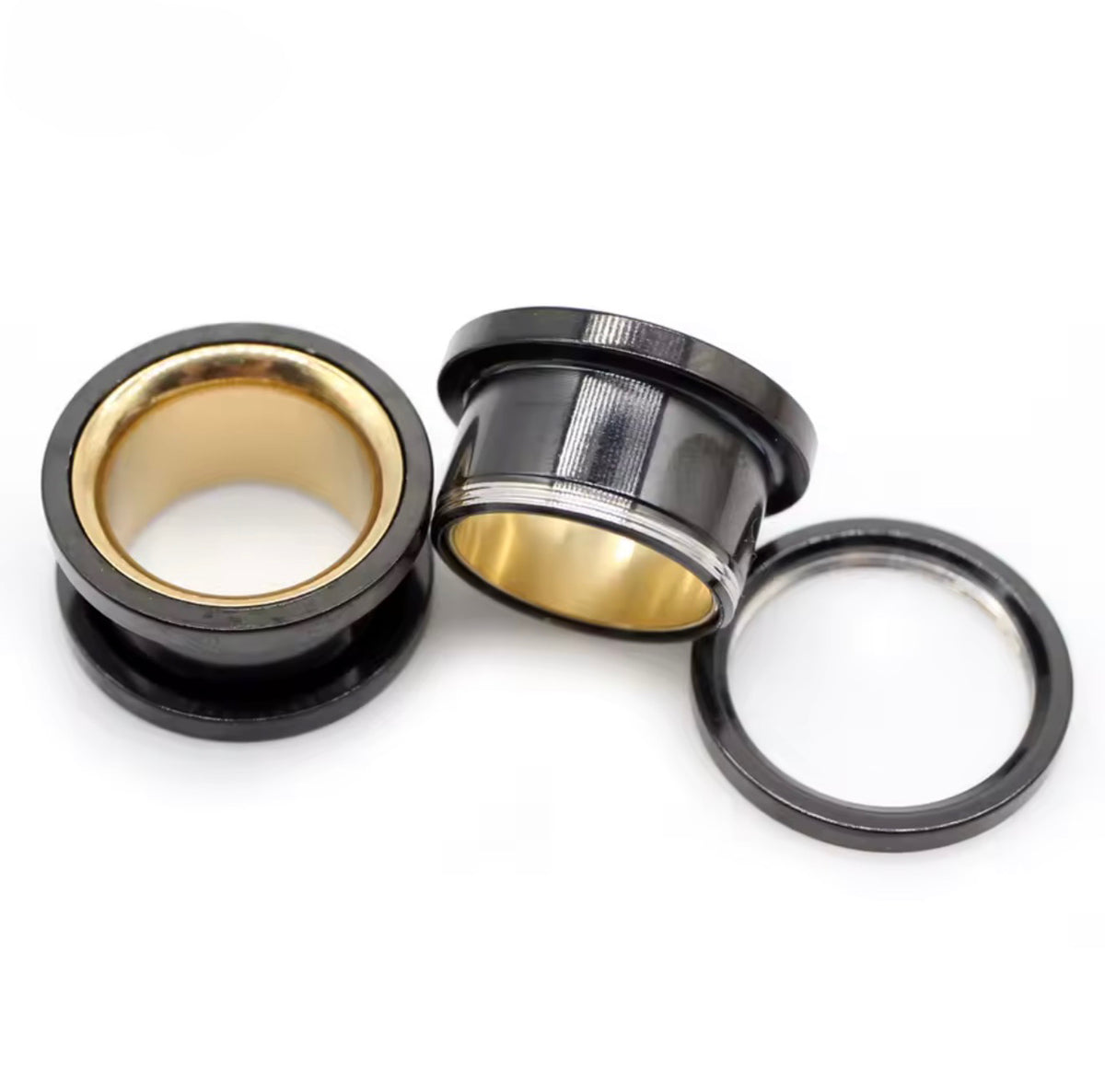 Two-Tone Stainless Steel Ear Tunnels | Screw-On Double Flare | 6–30mm | Pair