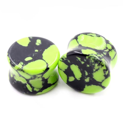 Colourful Marbled Stone Saddle Plugs | 6–20mm