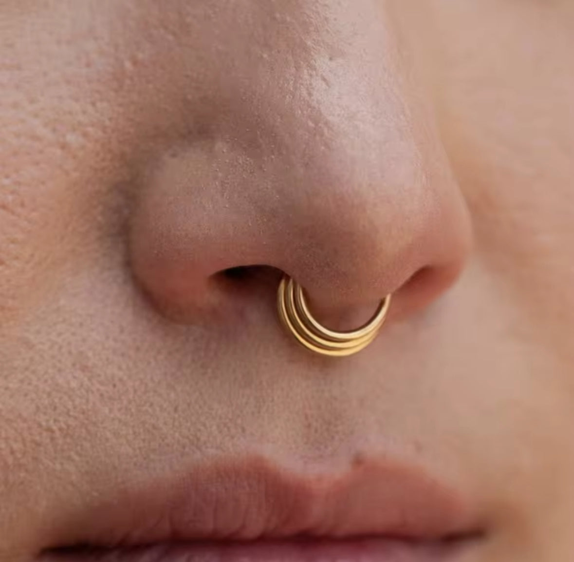 Triple Stacked Septum Ring | Layered Nose Clicker