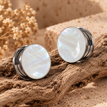 Iridescent Shell Stainless Steel Screw-Fit Plugs & Tunnels