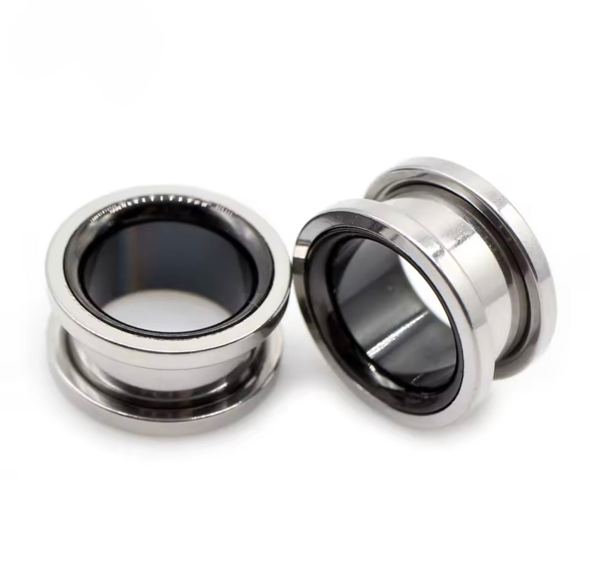 Two-Tone Stainless Steel Ear Tunnels | Screw-On Double Flare | 6–30mm | Pair