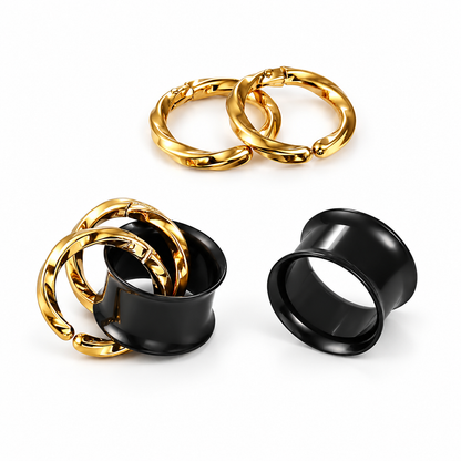 Steel Tunnels And Ring Stack Set | Steel Eyelets With Dangle Rings