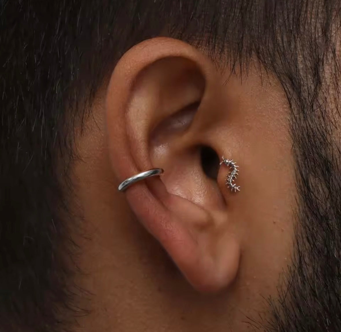 Centipede Cartilage Stud | Titanium | 16G | Push-In or Internally Threaded