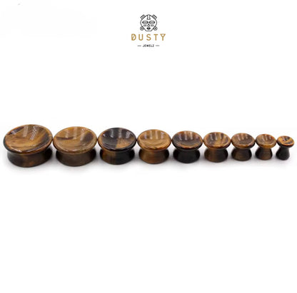 Tiger’s Eye Concave Stone Plugs | Double Flare | 6-25mm