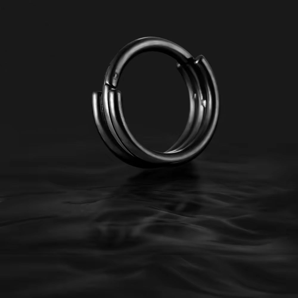 Triple Stacked Septum Ring| Hinged Layered Clicker