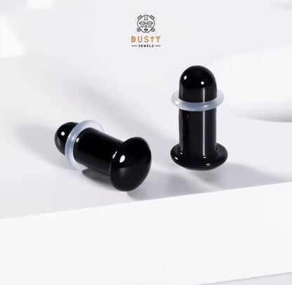 Black Glass Plugs | Single Flare