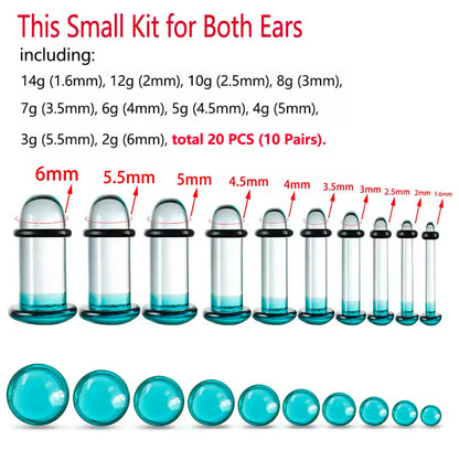 Glass Dead Stretching Kit | Single Flare Plugs Set (0.5mm increments)