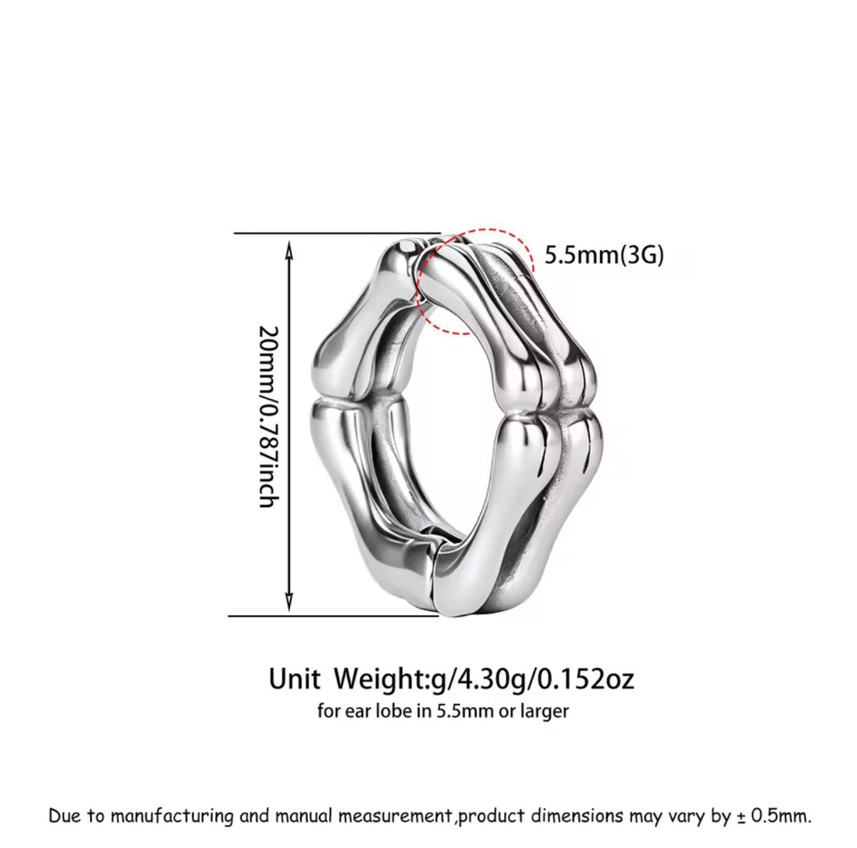 Bone Shaped Ear Weights | Stainless Steel
