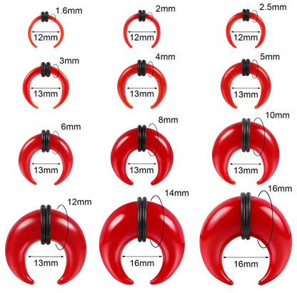 Red Glass Septum Pincher | Septum Stretching Jewellery | 1.6–16mm