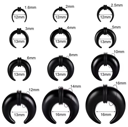 Black Glass Septum Pincher | Septum Stretching Jewellery | 1.6–16mm