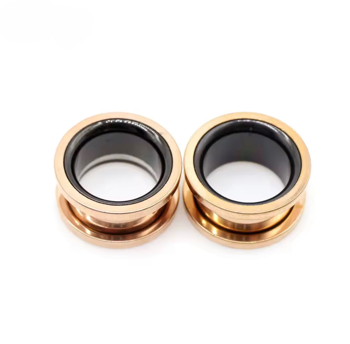 Two-Tone Stainless Steel Ear Tunnels | Screw-On Double Flare | 6–30mm | Pair