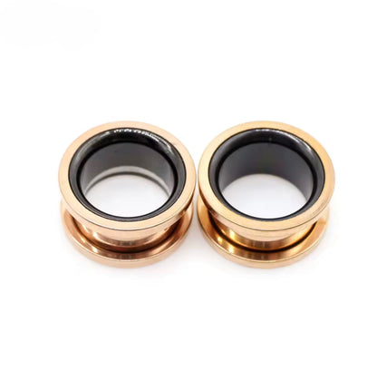 Two-Tone Stainless Steel Ear Tunnels | Screw-On Double Flare | 6–30mm | Pair