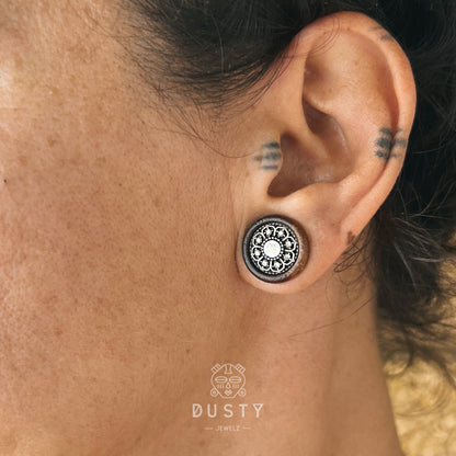 Mandala Opalite Organic Wood Plugs | Double Flare