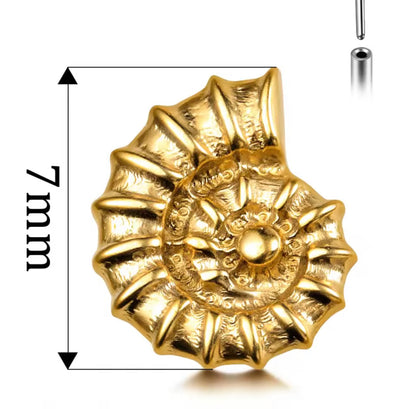 Nautilus Shell Titanium Threadless Flat Back Stud | Gold or Silver