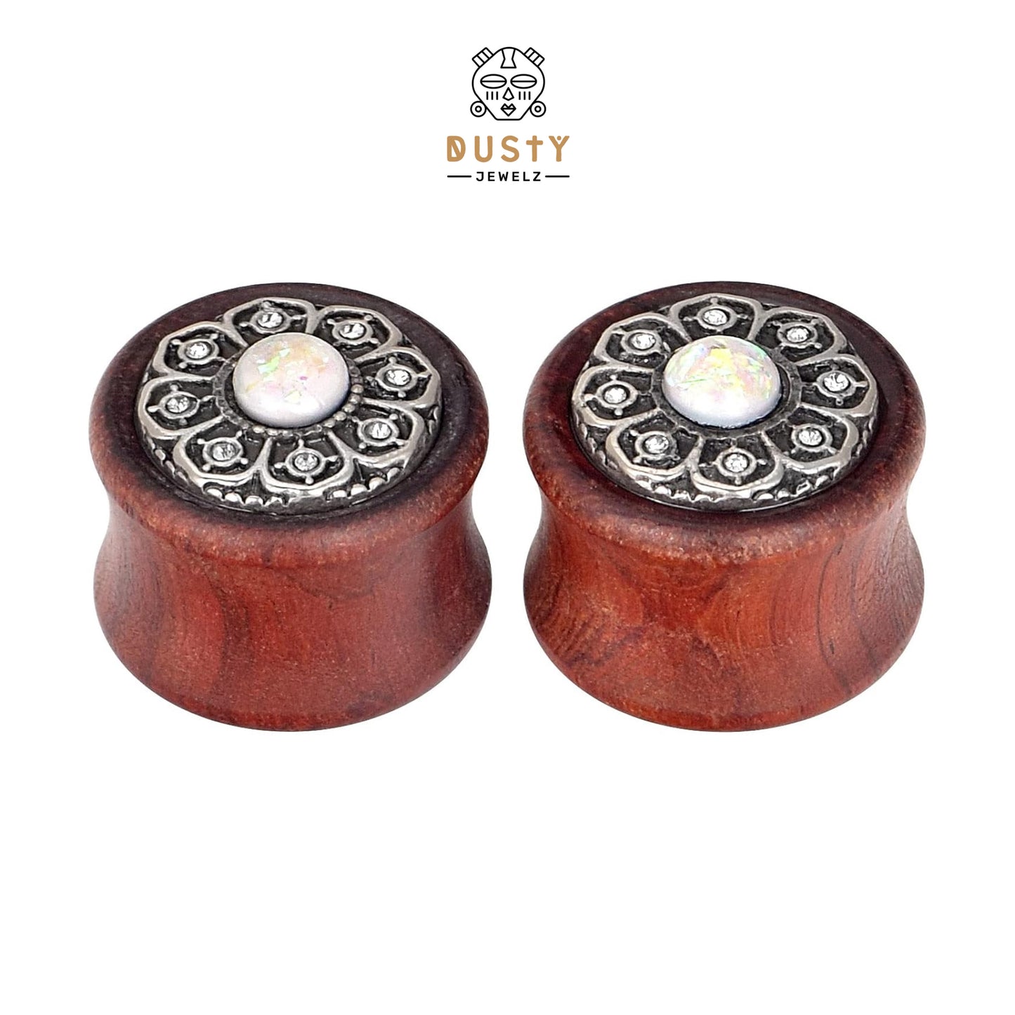 Mandala Opalite Organic Wood Plugs | Double Flare