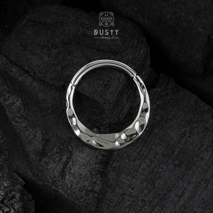 Hammered Hinged Septum Ring | Stainless Steel Clicker | Titanium