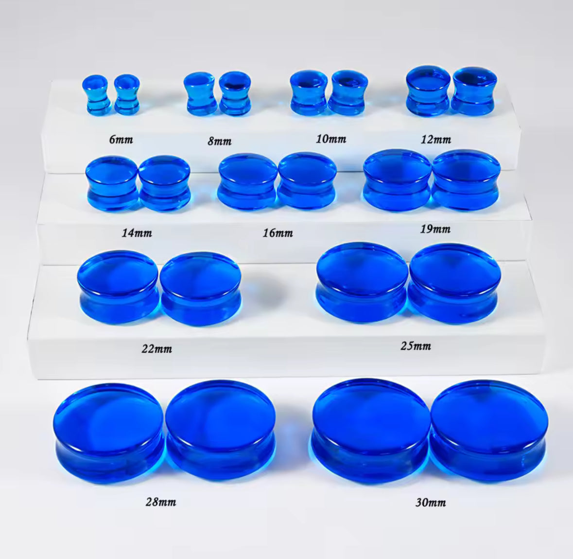 Blue Acrylic Plugs | Double Flare | 0G-30mm