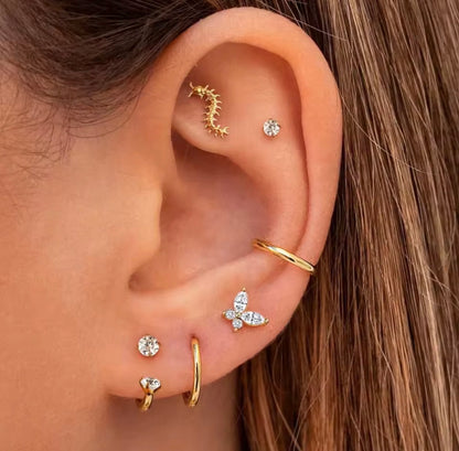 Centipede Cartilage Stud | Titanium | 16G | Push-In or Internally Threaded