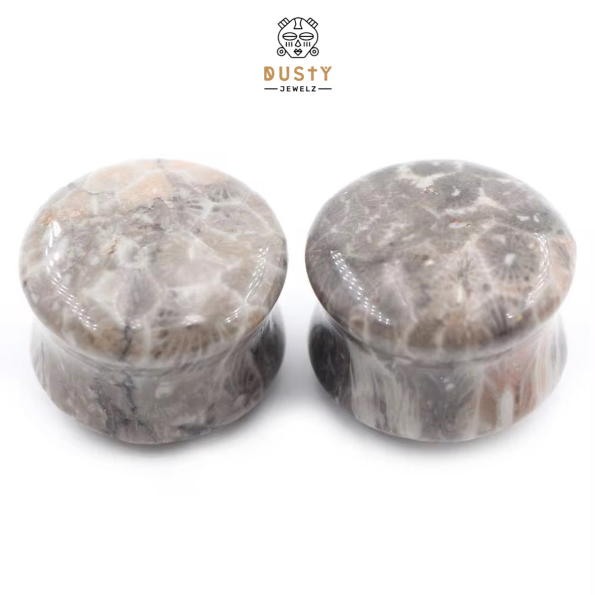 Fossilized Coral Stone Ear Plugs | Double Flare