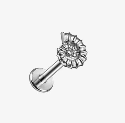Nautilus Shell Titanium Threadless Flat Back Stud | Gold or Silver