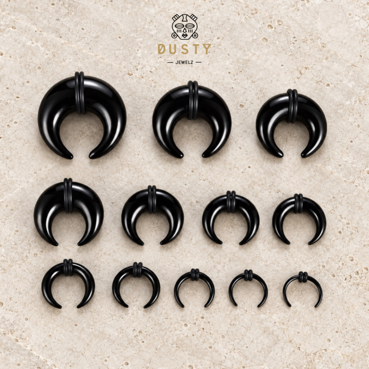 Black Glass Septum Pincher | Septum Stretching Jewellery | 1.6–16mm
