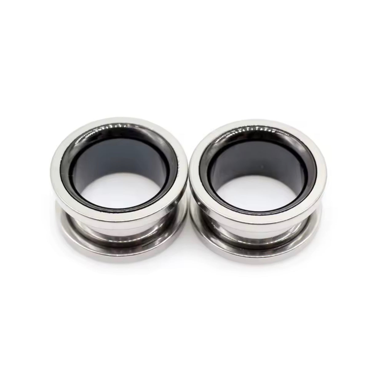 Two-Tone Stainless Steel Ear Tunnels | Screw-On Double Flare | 6–30mm | Pair