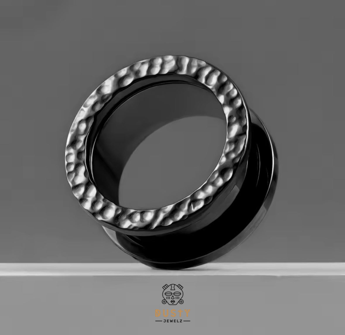 Hammered Stainless Steel Tunnels | Double Flare Screw Back