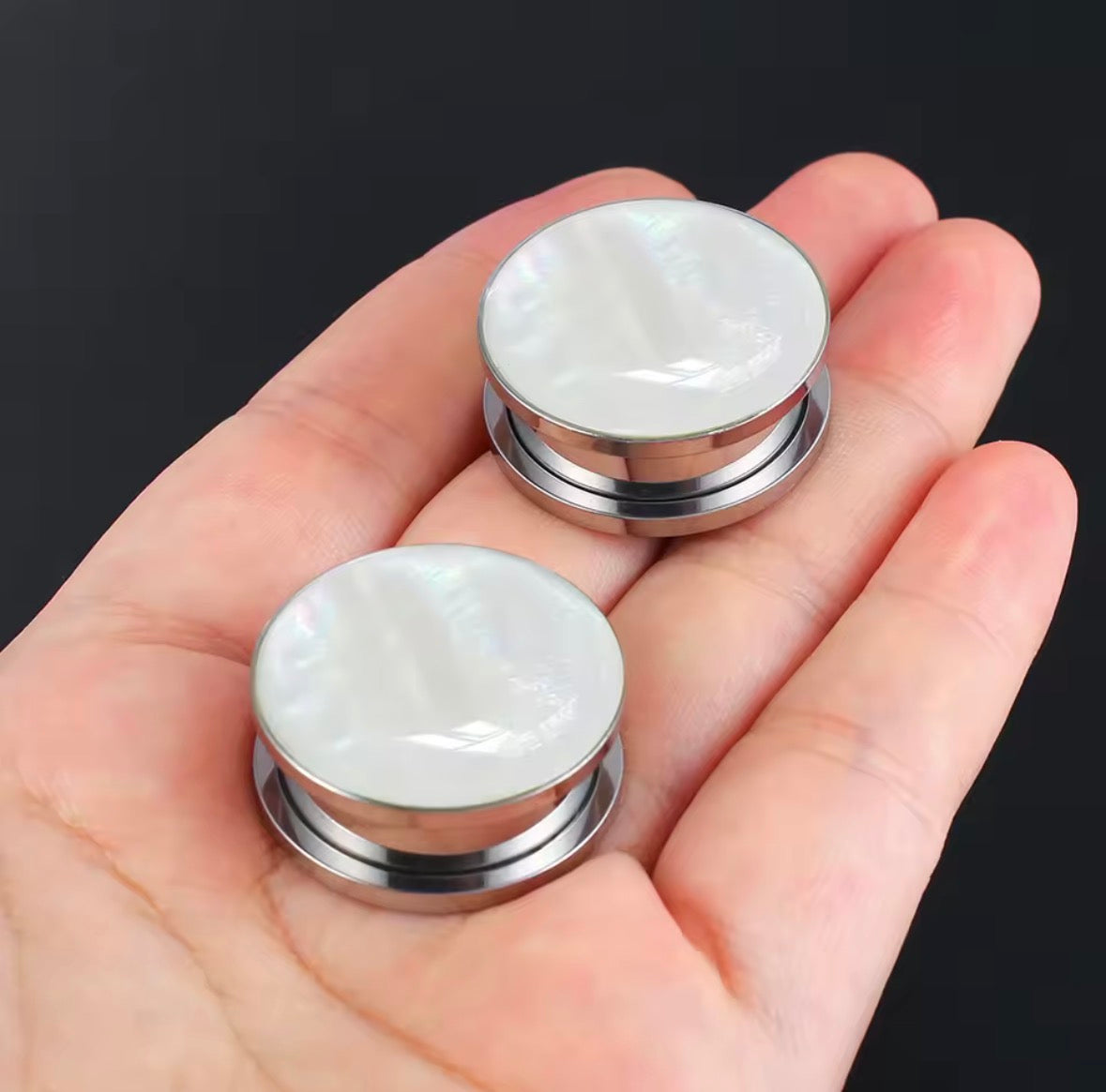 Iridescent Shell Stainless Steel Screw-Fit Plugs & Tunnels