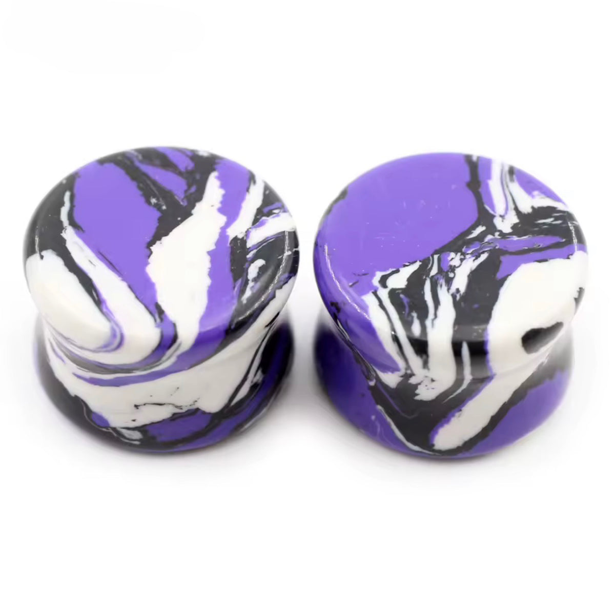 Colourful Marbled Stone Saddle Plugs | 6–20mm