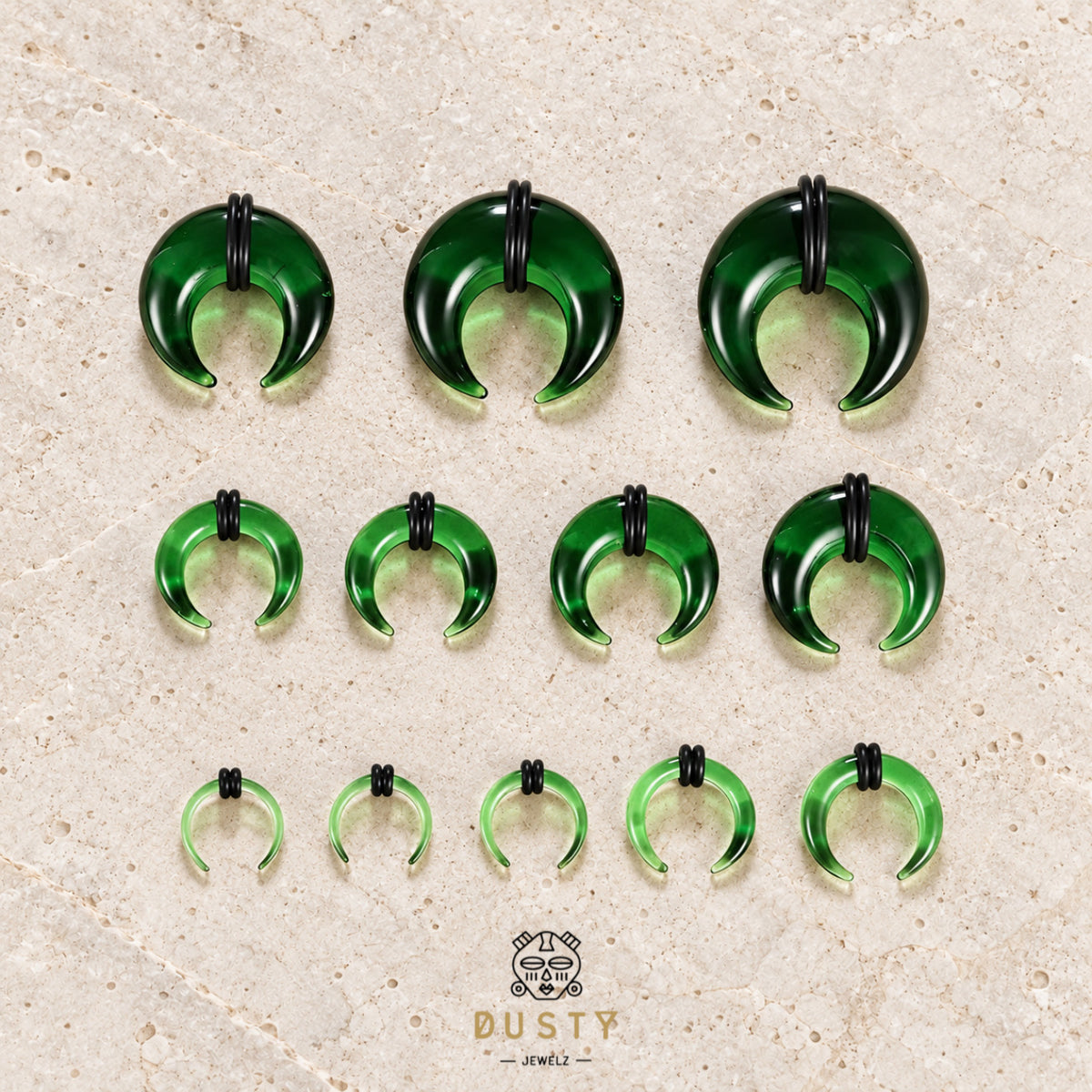 Green Glass Septum Pincher | Septum Stretching Jewellery | 1.6–16mm