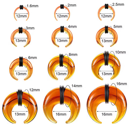 Amber Glass Septum Pincher | Septum Stretching Jewellery | 1.6–16mm