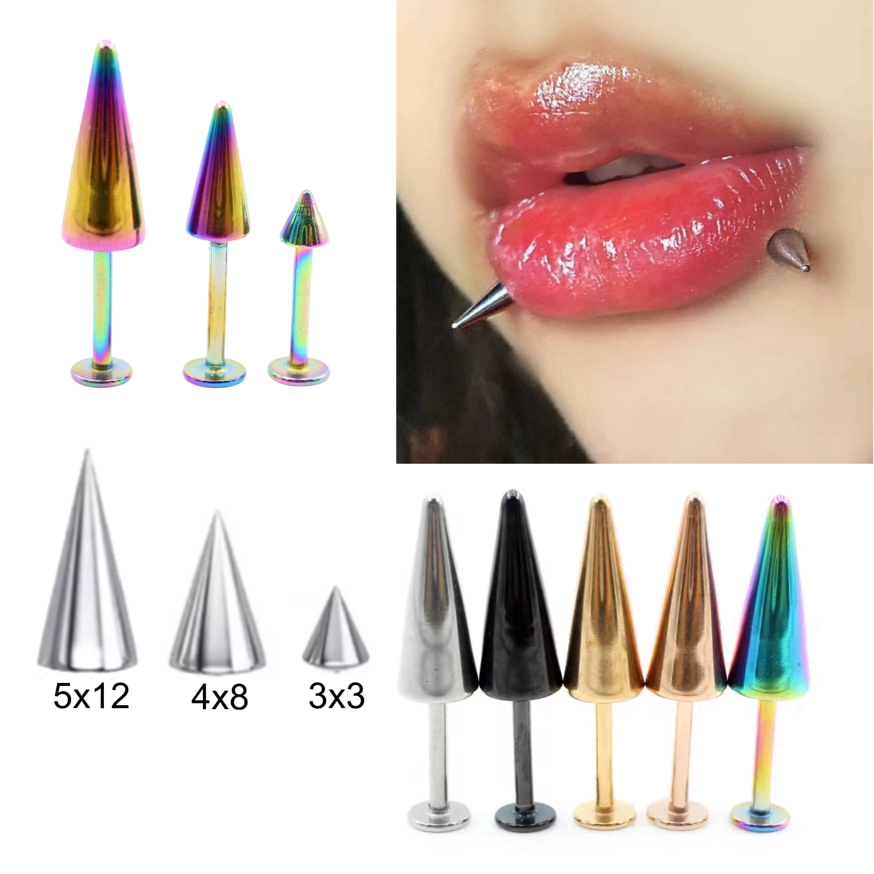 Spike Cone Labret Stud | Externally Threaded – DustyJewelz
