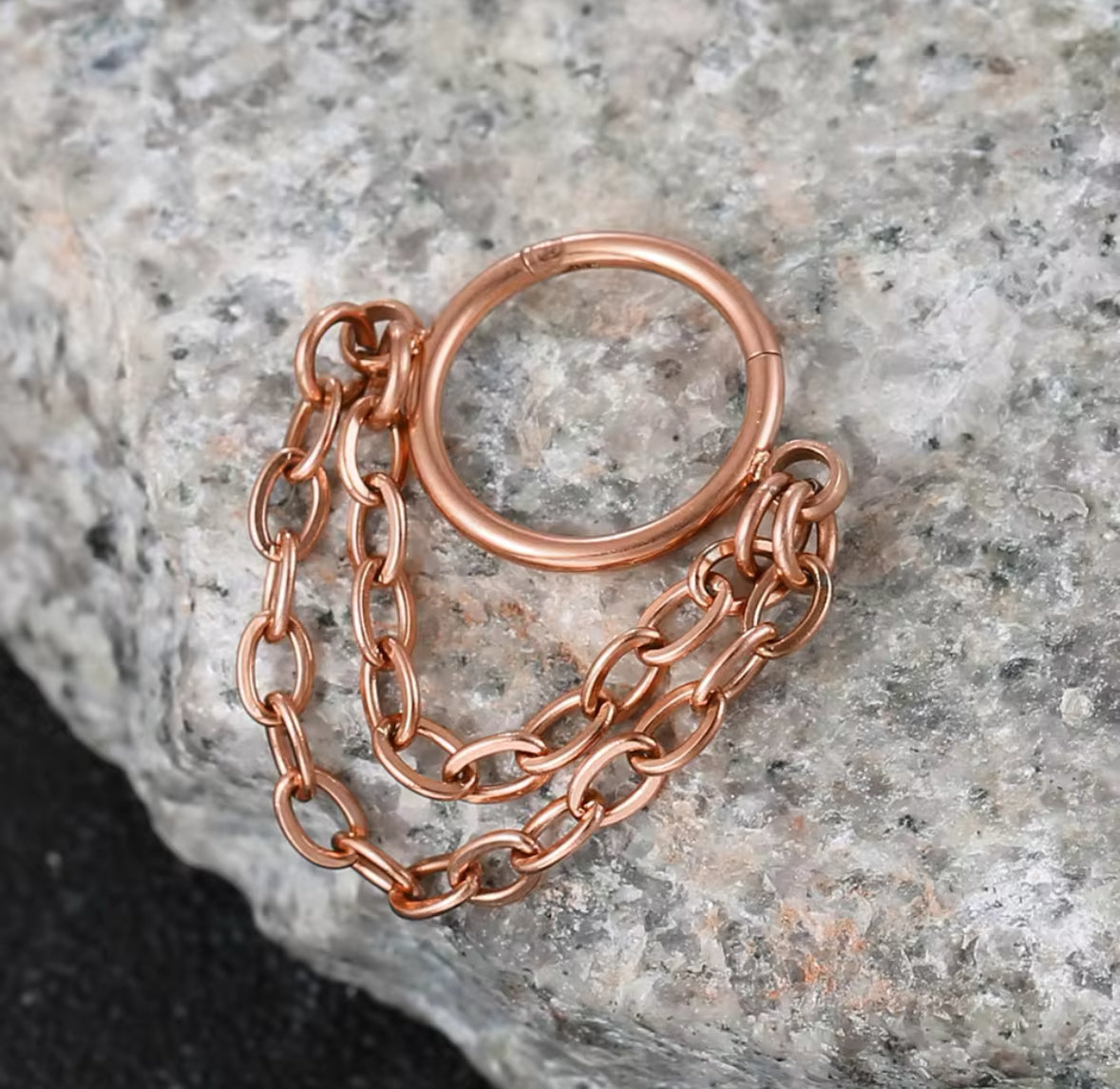 Triple Stacked Chain Septum Clicker Ring