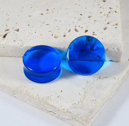 Blue Acrylic Plugs | Double Flare | 0G-30mm