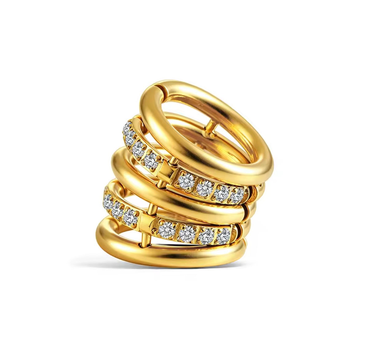 CZ Ringed Lobe Cuff for Stretched Ears | Gold & Silver