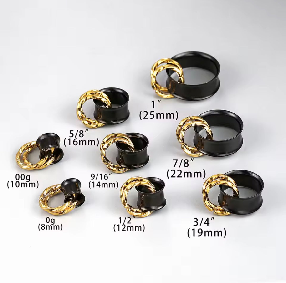 Steel Tunnels And Ring Stack Set | Steel Eyelets With Dangle Rings