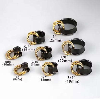 Steel Tunnels And Ring Stack Set | Steel Eyelets With Dangle Rings
