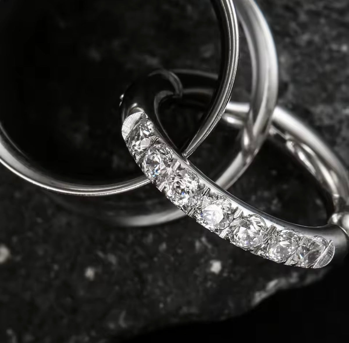 Tunnels And Ring Stack Set | Eyelets With CZ Dangle Rings