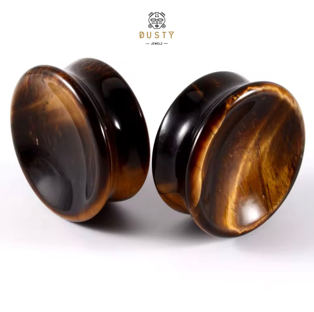 Tiger’s Eye Concave Stone Plugs | Double Flare | 6-25mm