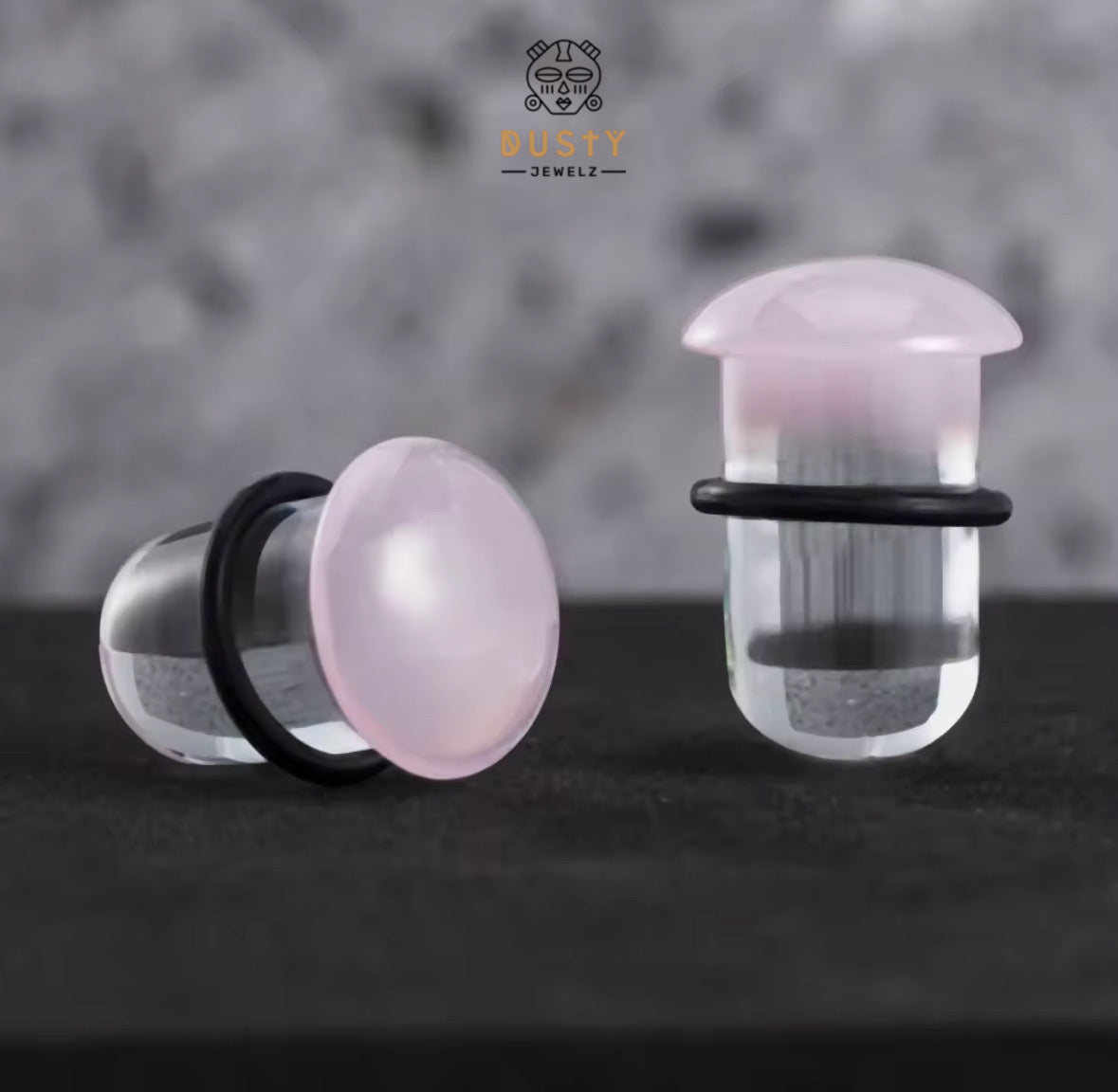 Pink Glass Ear Plugs | Single Flare | Half Sizes