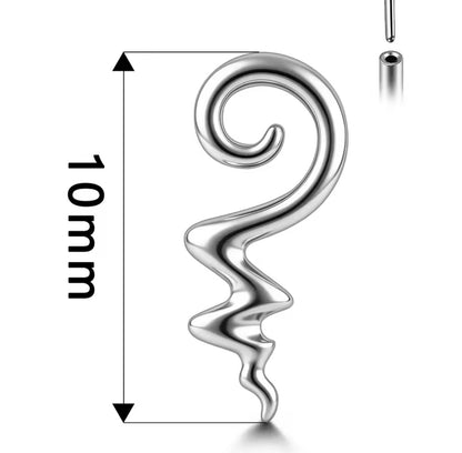Unalome Labret Stud | Threadless Titanium | Gold or Silver