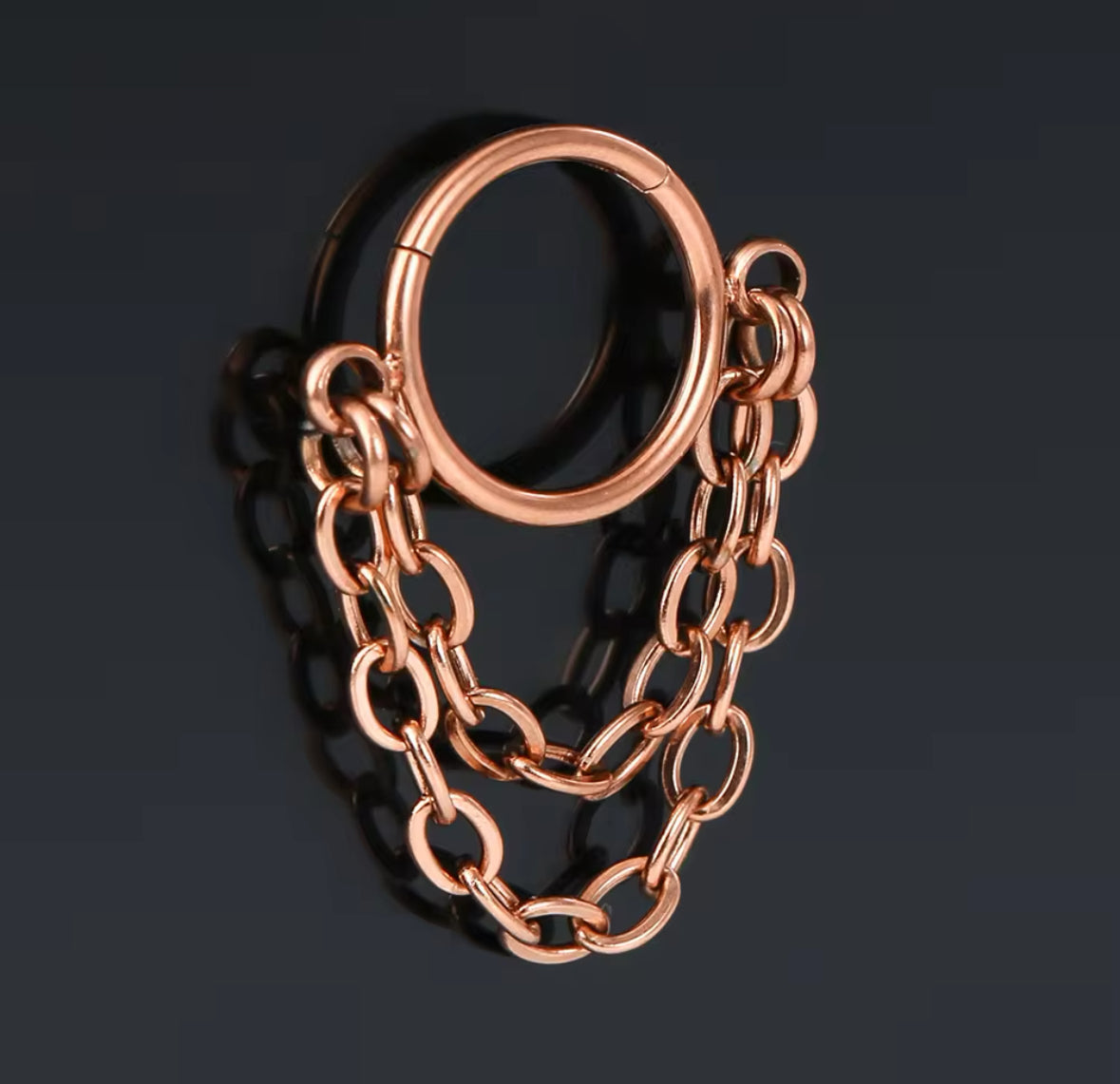 Triple Stacked Chain Septum Clicker Ring