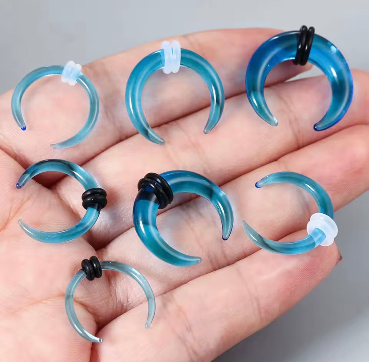 Blue Glass Septum Pincher | Septum Stretching Jewellery | 1.6–10mm