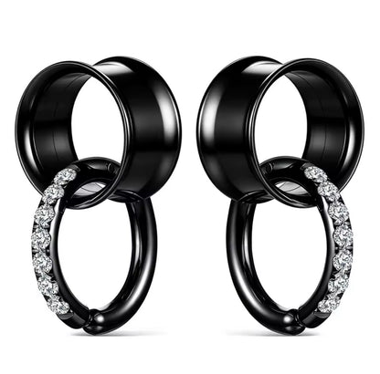 Tunnels And Ring Stack Set | Eyelets With CZ Dangle Rings