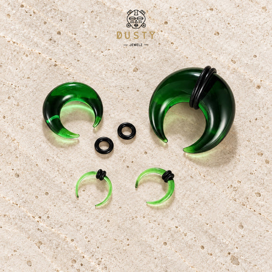 Green Glass Septum Pincher | Septum Stretching Jewellery | 1.6–16mm