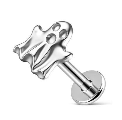 Ghost Titanium Flat Back Labret | Threadless Push-In Piercing
