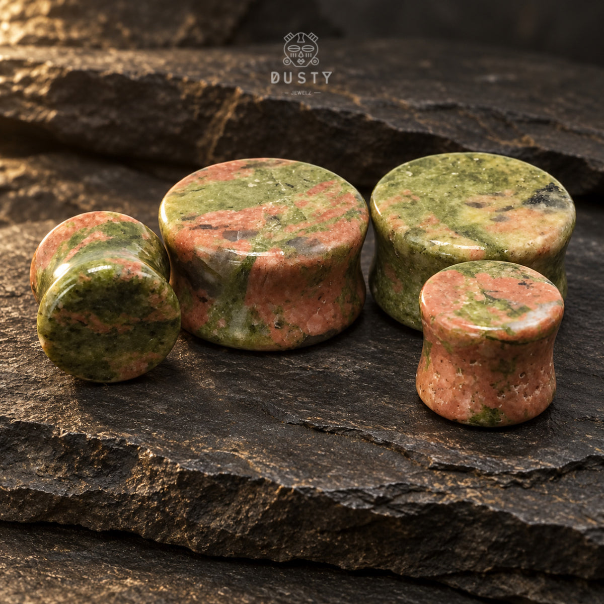 Unakite Stone Double Flared Plugs | 6–16mm